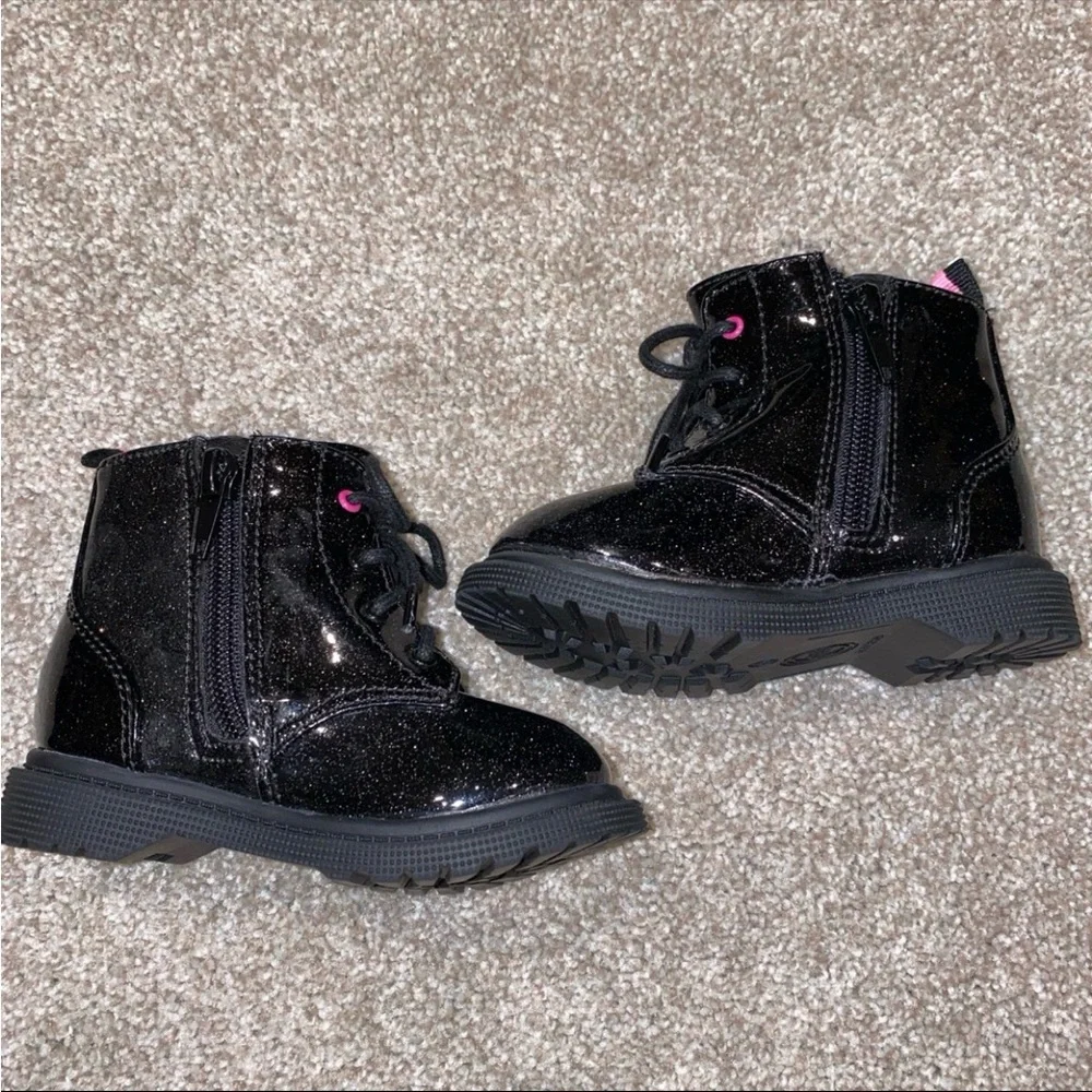 Wonder nation Black Glitter‎ Moto Boot Toddler Size 5